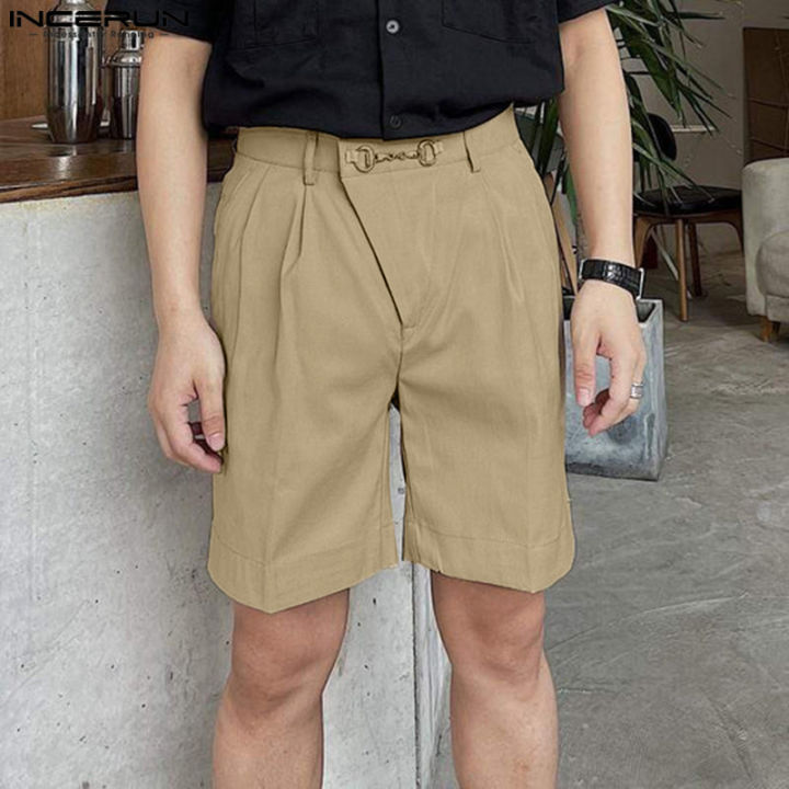 incerun-กางเกงคาร์โก้ลำลองชายกางเกงชายหาดกางเกงชิโนกระเป๋า-สไตล์เกาหลี