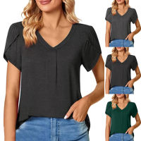 Elegant Women S al Sleeve Tops Soild Color V Neck Short Sleeve Summer Casual T Shirts Spandex Cotton Blouse Camisas Y Blusas