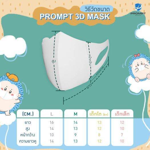 prompt-protect-3d-for-adult-size-m-white-box-3d-สีขาว-จำนวน-5-ชิ้น-สำหรับผู้ใหญ๋