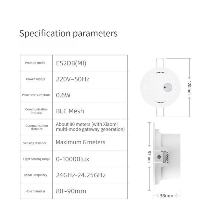 youpin-linptech-เซนเซอร์ตรวจจับการเคลื่อนไหวของมนุษย์-es2การระบุตัวตนที่คงที่ระยะทางตรวจจับสูง6เมตรสำหรับแอป-mihome