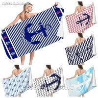 【CC】 Themed Anchors Pattern Beach TowelMicrofiber Striped for Adults KidsQuick Dry