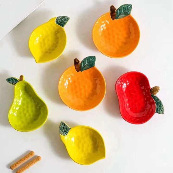 anit-จานขนมหวานมะนาวส้มจานซอสรูปผลไม้ที่แบ่งเครื่องปรุงรสเซรามิกสำหรับซอสมะเขือเทศแบบแปลก
