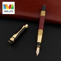 MMLUCK เครื่องเขียนไม้มะฮอกกานีหรูหราธุรกิจปากกาเขียนปากกาหมึกซึมปากกาเซ็นชื่อปากกาเจล