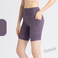 【hot sale】❐∈ C04 Pocket Pants Women Yoga Pants Fast Drying Exercise Stretch High Waist Hip Tights Running Exercise Bike Five-point Yoga Pants