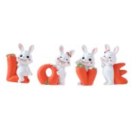 5Piece Chinese Zodiac Year Rabbit Ornament Miniature Rabbit Figures 2023 Chinese New Year Decoration