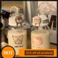 QENGJERNG2394 คุโรมิ ขวดน้ำพร้อมหลอด Cinnamoroll อะนิเมะ ขวดน้ำการ์ตูนอะนิเมะ แบบพกพาได้ ถ้วยพร้อมหลอด แก้วน้ำดื่มแก้ว เด็กนักเรียนชายหญิง