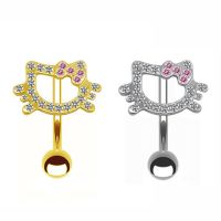 New Lovely Cartoon Cat Navel Ring Umbilicus Piercings Stainless Steel Navel Belly Button Rings Women Fashion Belly Ring Piercing Body jewellery