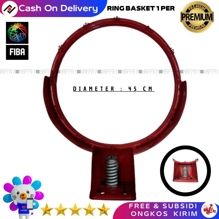 Ring Basket Dewasa Per Standar FIBA Diameter 45 cm Bonus Jaring - Naffay Sports