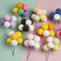 【CW】 1set Colorful Ball Bundle Clay Cake Topper Cupcake Toppers Flag Birthday Party Supplies Baby Shower Wedding Dessert Decoration