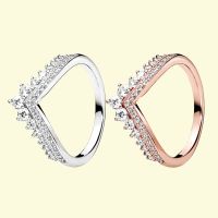 925 Sterling Silver Princess Wishbone Ring Sparkle Ring for Women Jewelry Birthday Christmas Gifts