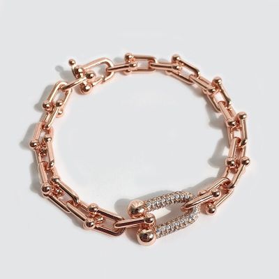 Fashion Brand 925 Sterling Silver U-Ring Buckle Bracelet Womens Personality Trend Luxury Jewelry Party Anniversary Gift