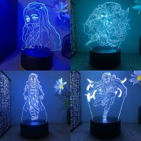 ☊❇◑ Demon Slayer Nezuko Kamado 3d Led Lamp Bedroom Manga Night Lights Anime Figure Portrait Room Decor Lampara De Noche Dormitorio