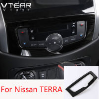 Vtear For Nissan TERRA 2018-2021 / Navara NP300 2019-2021 Central control button frame Button sequins under the navigator Automotive stainless steel decorative accessories parts