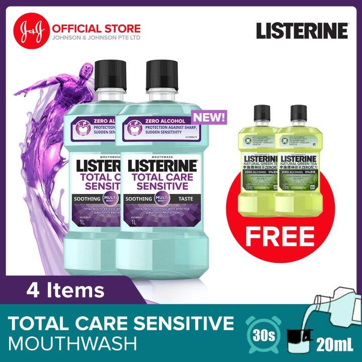 [Bundle of 4] Listerine Total Care Sensitive Non Alcohol Mouthwash For Sensitive Teeth 1L x 2