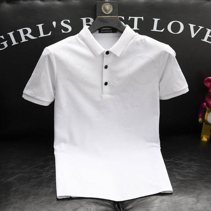 เสื้อยืดเสื้อเชิ้ตผู้ชายแฟชั่นฤดูร้อนสำหรับผู้ชาย-เสื้อยืดมีปกพิมพ์ลายแฟชั่นเข้ากับทุกชุดฤดูร้อนเสื้อยืดโปโลเดรสคอปกแขนสั้นแขนสั้นมีสไตล์เรียบง่ายโปโลแขนสั้น