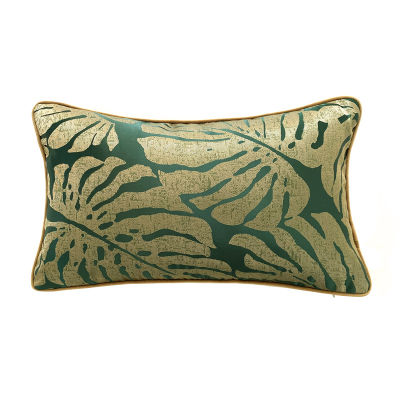DUNXDECO INS HOT Green Leaf Palm Jacquard Throw Pillow Covers Luxury Modern Living Room Pillowcase Sofa Bedding