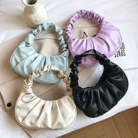 Summer Pleated Handlebags For Women PU Cloud Bags Leisure Armpit Bag Shopping Shoulder Bags Dumpling Handbag Female