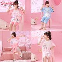 Kawaii Sanrio H Ello K Itty น้ำแข็งผ้าไหมด้ายผ้าพ่อแม่และลูกชุดนอนชุดการ์ตูน Melody ของฉัน Cinnamoroll น่ารักบ้านเสื้อผ้า