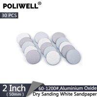 POLIWELL 30PCS 2 Inch 50mm Grit 60-1200 Aluminum Oxide White Sanding Discs Dry Sanding Paper for Grinder Power Tools Accessories