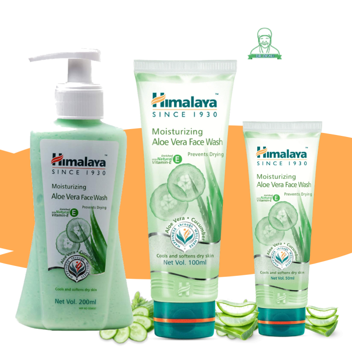 Himalaya Moisturizing Aloe Vera Face Wash 50/100/200ml Cools and