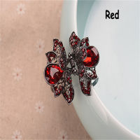 Flower Barrettes For Hair Crystal Hair Clips Non-Slip Flower Barrette Vintage Metal Rhinestone Hair Clip Accessories Metal Crystal Hair Claws