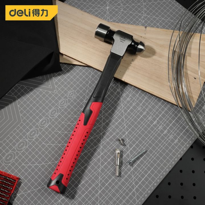 deli-high-quality-steel-hammer-multifunctional-woodworking-tools-round-head-fibre-handle-nail-hammer-with-magnetic-card-slot