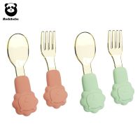 Modabeb 2pcs Baby Training Fork Spoon Set Learn To Eat Mini Fork Spoon For Baby Animal Utensils Set Kids Tableware Bowl Fork Spoon Sets