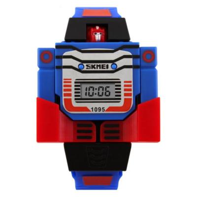 Skmei นาฬิกาดิจิทัลสำหรับเด็ก Led,นาฬิกาข้อมือเล่นกีฬาการ์ตูนนาฬิกาหุ่นยนต์เปลี่ยนรูปได้นาฬิกาข้อมือสำหรับเด็กผู้ชาย1095