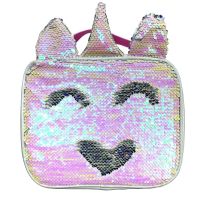 Magic Unicorn Sequin Lunch Box Mermaid Pink Colorful Rainbow Casual Fashion School Tote For Girls Kids