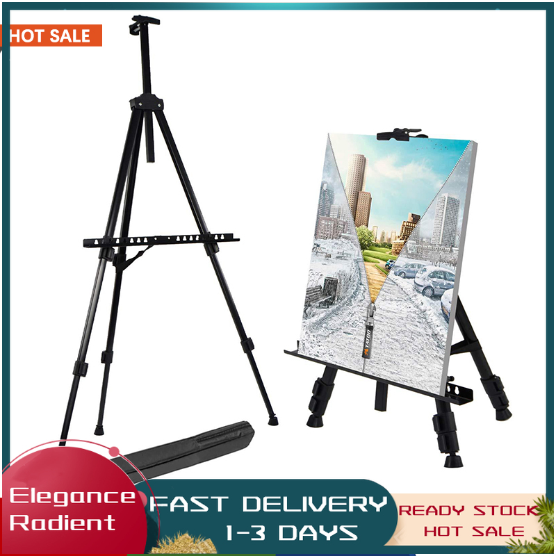 T-Sign 66 Reinforced Artist Easel Stand Extra Thick Aluminum Metal Tripod Display Easel 21 to 66 Adjustable Height with Portable Bag for Floor/Table-Top Drawing and Displaying 
