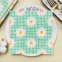 20Pcs/Pack Decoupage Daisy Flowers Paper Napkins Pastoral Flowral Tissues for Wedding Party Supplies Serviettes for Home Deccor