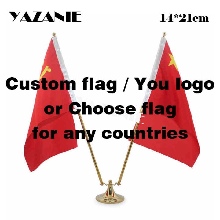 yazanie-14-21ซม-เลือกธงลายโต๊ะตาราง3หรือ4ประเทศที่มีฐานสเตนเลสแอมป์-โต๊ะขั้วที่แขวนธงโลกประเทศธง