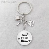 House keychain sweet Home Round Home Keychain Housewarming Gift Cute Gift For New Homeowner Metal Key Chain Backpack Pendant