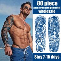 【hot】♨☍☄  80 Pieces 46.5X15.5cm GZQB Wholesale Juice Herbal Semi-Permanent Stays 7-15 Day Sticker Large Temporary Tatoo