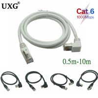 CAT6 Round Ethernet Cat 6 Lan Cable RJ 45 Network Patch Cord Right Angle 90 Degree For Laptop Router RJ45 Internet Cable White