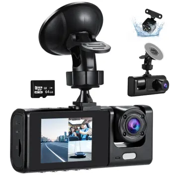 Kussla 3 Channel Dash Cam Front and Rear FHD 1080P Dash Camera for Cars  with 64GB Card, Super Night Vision Dashcam, Car Camera with Loop Recording