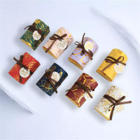 50pcs/set Birthday Wedding Favor Gifts Jewelry Thank You Decoration Bronzing Pattern Candy Box Paper