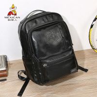 ▼☌ Scarecrow Backpack Mens Large Capacity Soft Leather Student Leisure School Bag Computer Bag Korean Travel Fashion Backpack Trend