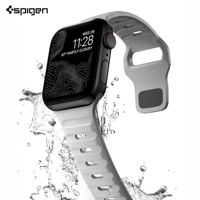 Spigen เปลี่ยนสายนาฬิกาซิลิโคนสำหรับ Apple Watch Series 8 7 6 5 4 3 SE2สำหรับนาฬิกา45มม. 41มม. 44มม. 40มม. สมาร์ทนาฬิกาอุปกรณ์เสริม