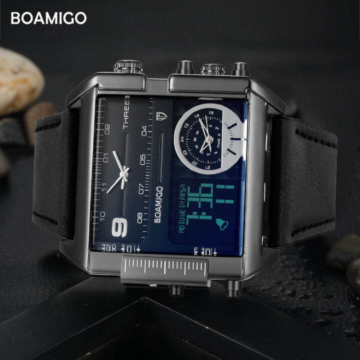 2021boamigo-brand-men-sports-watches-3-time-zone-big-man-fashion-military-led-watch-leather-quartz-wristwatches-relogio-masculino