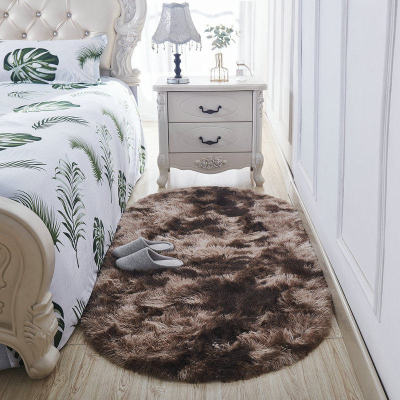 2021Soft Oval Motley Fur Carpet Living Room Nordic Plush Bedroom Fluffy Rug Warm Kids Room Shaggy Rug Cloakroom Floor Carpets Mat