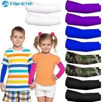 ❍✚ 1 Pair Kids Sports cooling Arm Sleeves Cover Sun UV Protection For 5-12 Years Girls Boys Elastic Ice cuff Cycling Arm Warmer