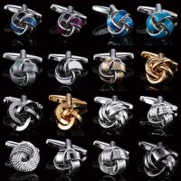 High quality classic twist Cufflinks Golden Silvery Blue Purple black knot button men 39;s Business wedding accessories jewelry