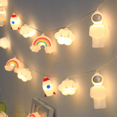 Hot Rocket นักบินอวกาศ Cloud Fairy Light LED String Rainbow Garland โคมไฟสำหรับเด็กวันเกิดห้องนอนคริสต์มาสงานแต่งงาน Decoration