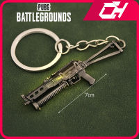 ผู้เล่นเกมที่ไม่รู้จักของ Battlegrounds พวงกุญแจกระทิง PP19โลหะวัสดุเกมรอบอาวุธกระเป๋านักเรียนพวงกุญแจของเล่นสำหรับเด็กผู้ชาย