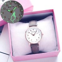 【Fairy Castle】Women Luminous Wristwatches Leather Strap Casual Simple Watches Ladies Quartz Wrist Watches