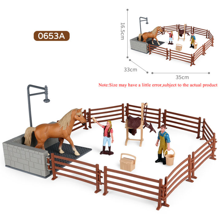 Simulation Farm House Series Action Figures Emulational Horse Stable Playset Animal Model Educational Pvc Miniature Cute Kid Toy