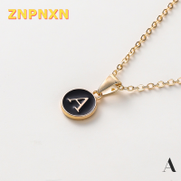 ZNPNXN จี้ตัวอักษรภาษาอังกฤษโลหะสีดำจี้แบบเฉพาะสร้อยคอ A-Z เริ่มต้นสร้อยโชคเกอร์โซ่เครื่องประดับสำหรับผู้หญิงผู้ชาย