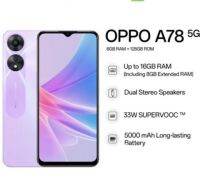 OPPO A78 5G (Ram8GB+Rom128GB) จอ 6.56 โทรศัพท์มือถือ ขยาย RAM เพิ่มได้ ชาร์จไว 33W SUPERVOOC แบตอึด 5000mAh ฟรีหูฟัง+ไม้เซลฟี่