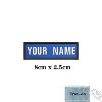 10X2.5CM ป้ายแถบตัวการ์ตูนผ้าสำหรับเย็บชื่อที่กำหนดเอง8X5CM 10X4CM 8X2.5CM 12X2.5CM 15X5CM 20X7CM 25X8CM รีดบน Velcros Blue